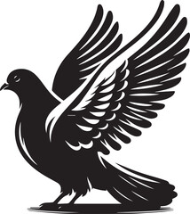 Obraz premium black dove bird clip art vector, dove bird silhouette vector, dove bird vector illustration, dove bird logo vector, dove bird vector icon, dove bird silhouette vector isolated on white background full
