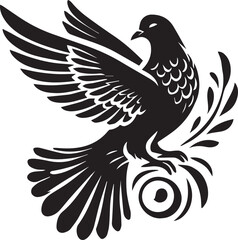 Obraz premium black dove bird clip art vector, dove bird silhouette vector, dove bird vector illustration, dove bird logo vector, dove bird vector icon, dove bird silhouette vector isolated on white background full