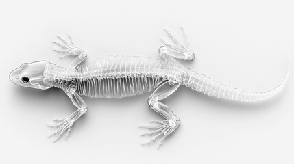 Naklejka premium Transparent Skeleton of a Salamander Displaying Intricate Bone Structure and Anatomical Features