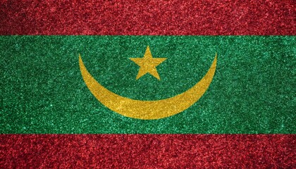 Fototapeta premium キラキラしているモーリタニアの国旗(glitter Mauritania flag) 