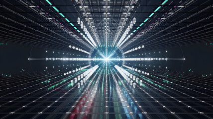 A futuristic grid that adapts to new data inputs, dynamically changing its configuration.