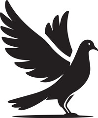 Obraz premium black dove bird clip art vector, dove bird silhouette vector, dove bird vector illustration, dove bird logo vector, dove bird vector icon, dove bird silhouette vector isolated on white background full