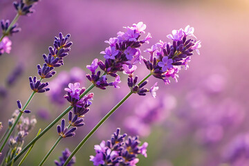A Beautiful Lavender Field in Full Bloom Under Soft Light