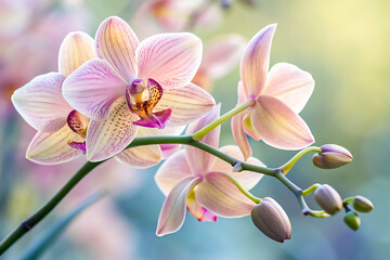 Naklejka premium Delicate Orchid Flowers Captured in a Soft and Gentle Light