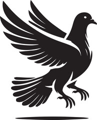 Obraz premium black dove bird clip art vector, dove bird silhouette vector, dove bird vector illustration, dove bird logo vector, dove bird vector icon, dove bird silhouette vector isolated on white background full