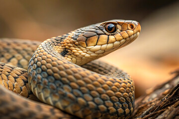 Obraz premium The Intriguing Pattern of a Snake in Its Natural Habitat