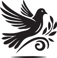 Obraz premium black dove bird clip art vector, dove bird silhouette vector, dove bird vector illustration, dove bird logo vector, dove bird vector icon, dove bird silhouette vector isolated on white background full
