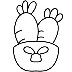 Outline Easter bunny and decoration for Easter 