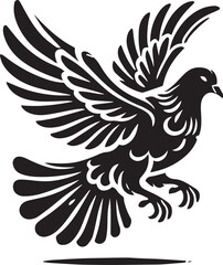 Obraz premium black dove bird clip art vector, dove bird silhouette vector, dove bird vector illustration, dove bird logo vector, dove bird vector icon, dove bird silhouette vector isolated on white background full