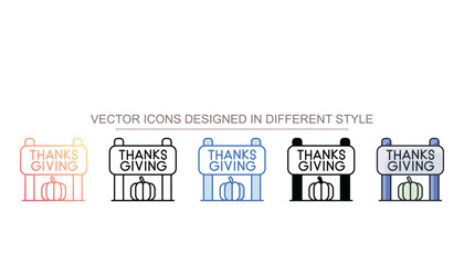 Fototapeta premium Happy Thanksgiving icon design with white background stock illustration