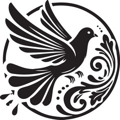 Fototapeta premium black dove bird clip art vector, dove bird silhouette vector, dove bird vector illustration, dove bird logo vector, dove bird vector icon, dove bird silhouette vector isolated on white background full
