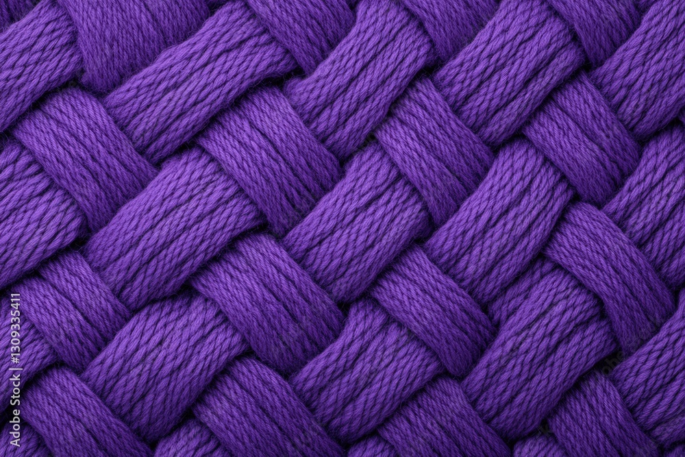 Poster a close-up view of a braided purple textile pattern showcasing intricate weaving and soft textures.