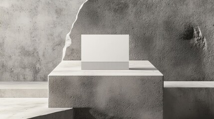 A minimalist business card on polished concrete.