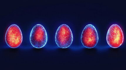 Naklejka premium Vibrant glowing eggs with dark punk inspired design create striking visual