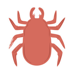 Vector illustration of a tick on a white background. Dust mite flat style pictogram.