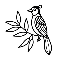 Naklejka premium bird-perched-on-a-leafy-branch--elegant-and-nature (1).eps