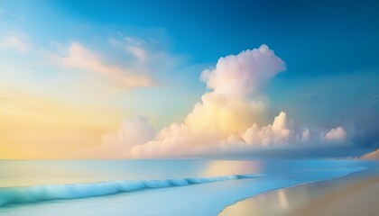 Obraz premium Generated Whimsical Daydream Gradient. Soft powder blue, blush, golden yellow blend. Dreamy, ethereal background. Gentle, pastel colors.