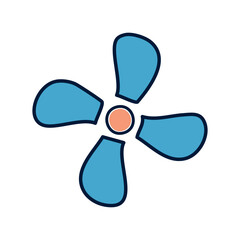 Fan icon vector isolated on white background for your web and mobile app design. Blue color air cooler logo concept.
