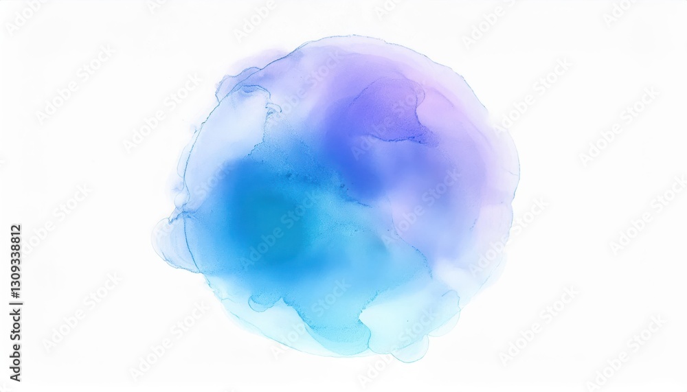 Poster ethereal blue and purple watercolor circle with soft gradients, abstract artistic background for mod