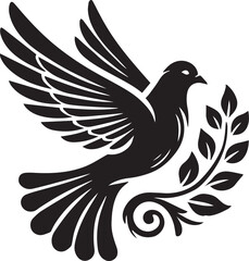 Fototapeta premium black dove bird clip art vector, dove bird silhouette vector, dove bird vector illustration, dove bird logo vector, dove bird vector icon, dove bird silhouette vector isolated on white background full