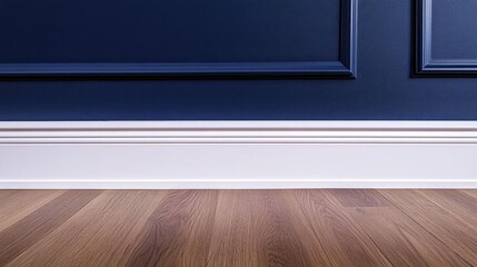 Elegant navy blue wall with molding.