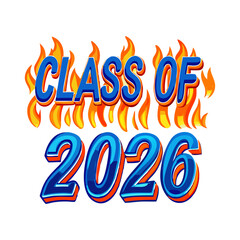 Class of 2026 Hot Flames Graduation Sticker