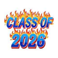 Class of 2026 Hot Flames Graduation Sticker