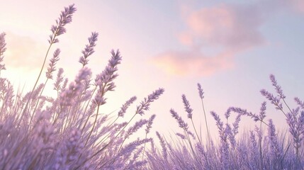 Lavender field at sunset.
