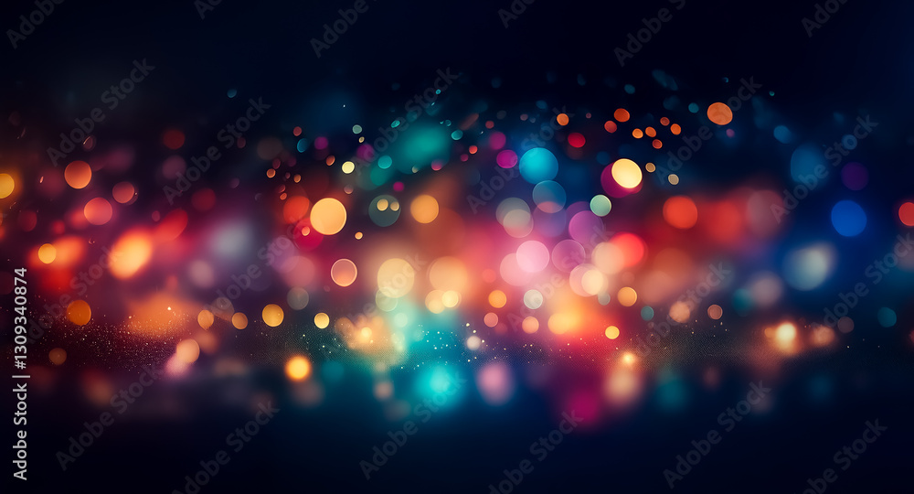 Aufkleber blurred colorful lights create a festive, vibrant bokeh effect against a dark backdrop. the defocuse