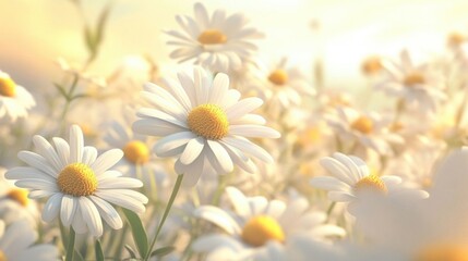 Fototapeta premium A field of wild daisies in bloom.