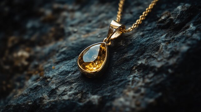 Elegant gold pendant gemstone necklace jewelry. AI generated