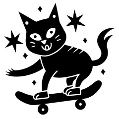 black cat on white background