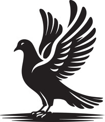 Obraz premium black dove bird clip art vector, dove bird silhouette vector, dove bird vector illustration, dove bird logo vector, dove bird vector icon, dove bird silhouette vector isolated on white background full