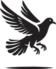 Obraz premium black dove bird clip art vector, dove bird silhouette vector, dove bird vector illustration, dove bird logo vector, dove bird vector icon, dove bird silhouette vector isolated on white background full