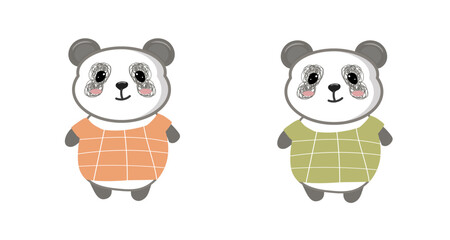 Panda, Cute Animal Set. cute panda illustration vector image. perfect for Stickers, Prints for Clothing, Coloring Pages.