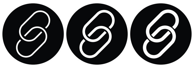 Set of chain icons, link symbols. Link icon, attach link chain icon. Web link symbol