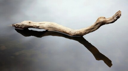 Fototapeta premium Weathered driftwood in shallow water.
