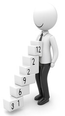 Success Journey: A conceptual representation of personal development and goal achievement, visualized through a minimalist figure ascending a staircase labeled with incremental numbers.