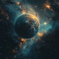 Cosmic Planet: A Celestial Tapestry of Stars and Nebulae