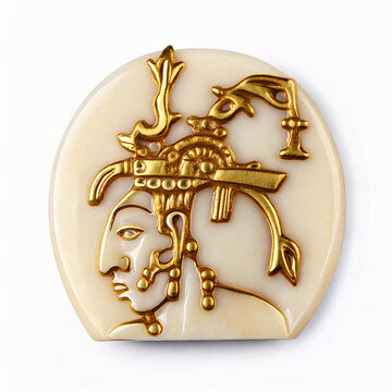  symbol Pakal mayan king face isolated on white