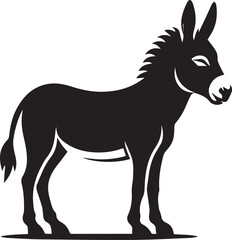 Obraz premium black donkey clip art vector, black donkey silhouette vector, donkey vector illustration, donkey logo vector, donkey vector icon, donkey silhouette vector isolated on white background full body