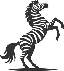 Zebra standing on hind legs rearing up animal silhouette