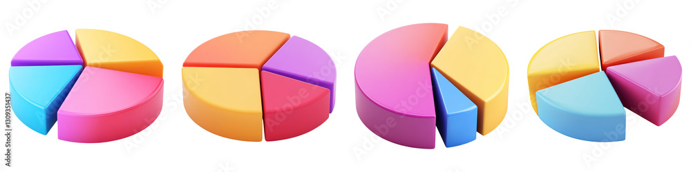 Poster colorful pie charts showcasing data analytics visualization