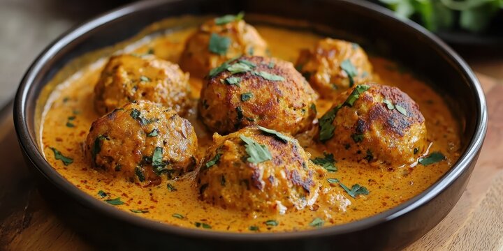 Malai kofta, deep-fried potato and paneer dumplings in a creamy cashew-based gravy