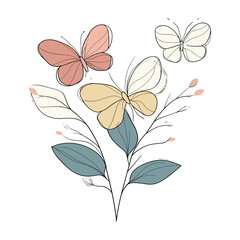 Fototapeta premium Colorful Floral and Butterfly Composition