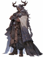 Fototapeta premium Muscular Grey-Haired Fantasy Character