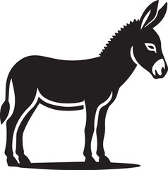 Obraz premium black donkey clip art vector, black donkey silhouette vector, donkey vector illustration, donkey logo vector, donkey vector icon, donkey silhouette vector isolated on white background full body