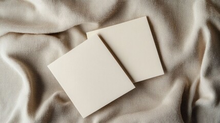 Fototapeta premium Two overlapping ivory-colored cards.