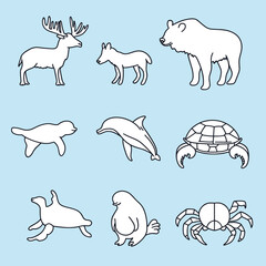 Fototapeta premium Arctic and Polar Animal Illustration Set