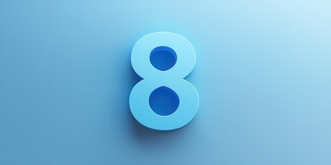 Number 8 on 3d minimalistic Blue background for 8 march international womens day